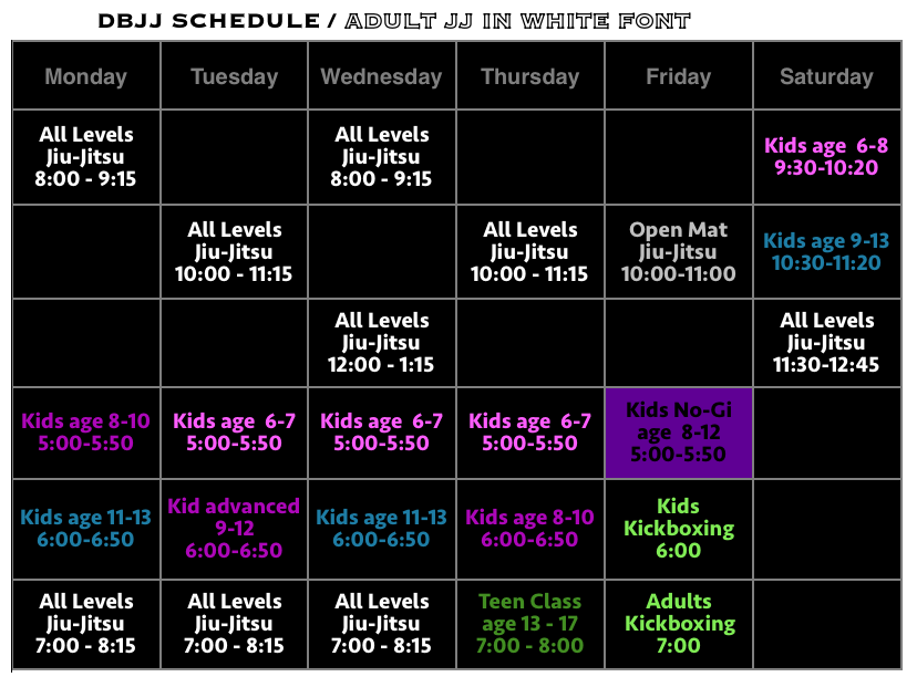 Jiu Jitsu Schedule Frisco TX - 2026